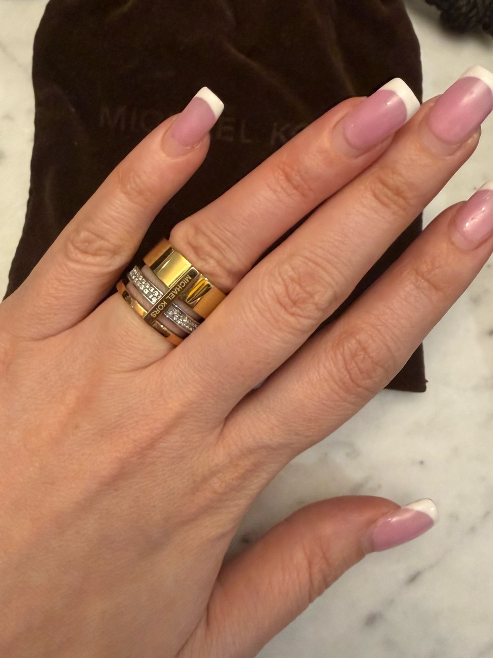 Michael Kors Gold and Silver Pavé Stackable Ring Set